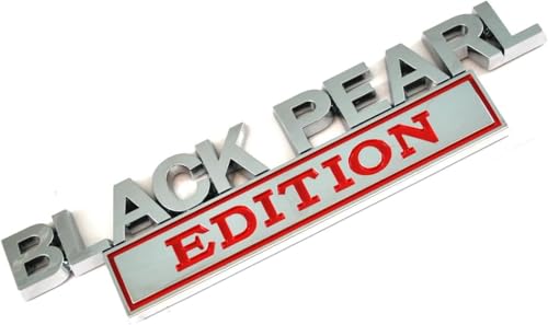 Image of Pirate Plus Black Pearl Edition Trunk Side Rear Front Hood Door Emblem Decal 3D Letter Badge Sticker (Silver Red)