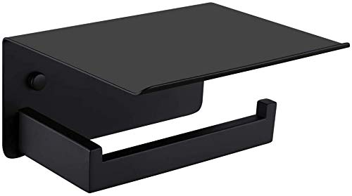 Portarrollos para papel higiénico adhesivo aluminio acabado mate negro Cover