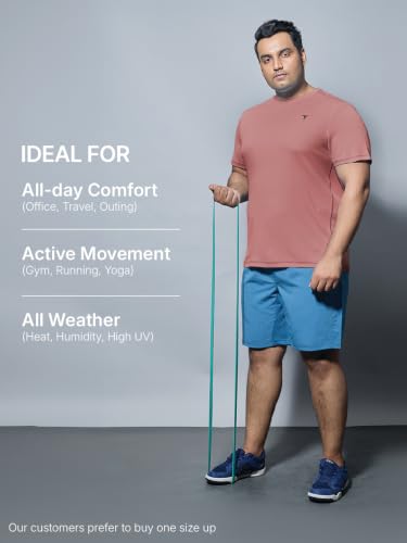 Image of TECHNOSPORT Men's TECHNOCOOL+ Slim Fit Sports T-Shirt Quick Dry Round Neck Performance Tee with UPF 50+, Anti-Odour, Anti-Microbial & 2-Way Stretch Gym, Running, Training & Casual Wear