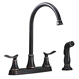 KINGO HOME 2 Handle Pull Out Sprayer Oil Rubbed Bronze Kitchen Faucet, 360 Swivel Bronze Kitchen...