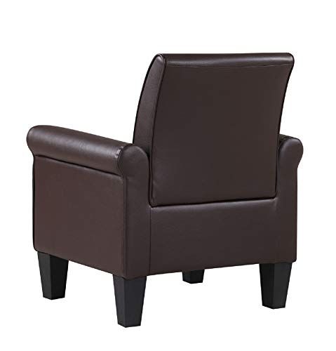 Lohoms Modern Faux Leather Accent Chair Uplostered Living Room Arm Chairs Comfy Single Sofa Chair (Espresso) #TOP4