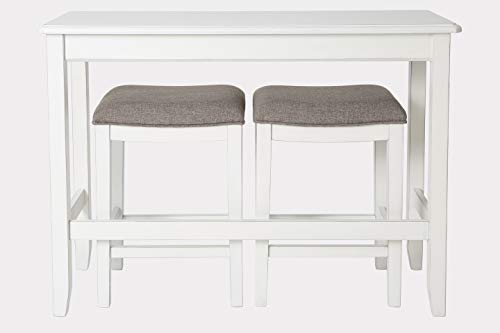 Newridge Home Goods Brevard 36" H Pub-Height Sofa Table With Two Nested Stools, White/Gray #TOP3