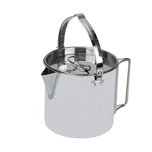 YORKING 1.2L Stainless Steel Outdoor Picnic Camping Cooking Kettle Hanging Pot & Lid for Camping Hiking Backpacking Picnic