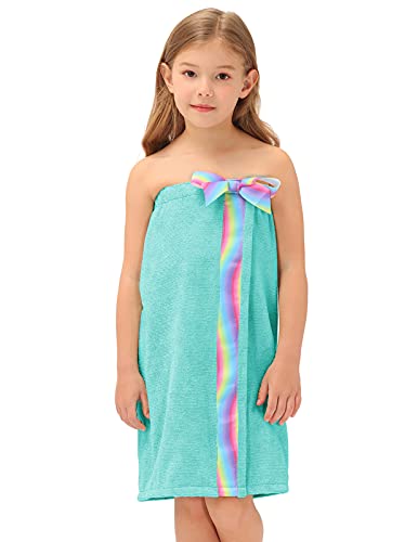 Zexxxy Little Girls Bath Wrap Towel Adjustable Closure Shower Body Wrap with Bow Pool Cover Up Emerald 4-5Y Zexxxy Little Girls Bath Wrap Towel Adjustable Closure Shower Body Wrap with Bow Pool Cover Up Emerald 4-5Y