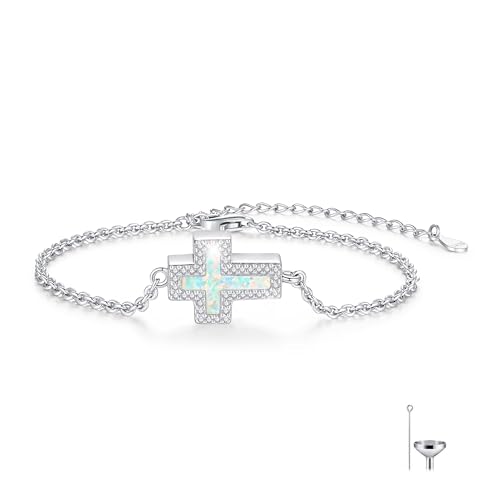 925 Sterling Silver Urn Bracelet for Ashes for Women Cremation Bracelets for Ashes of Loved Ones Keepsake Memorial Jewelry Gifts