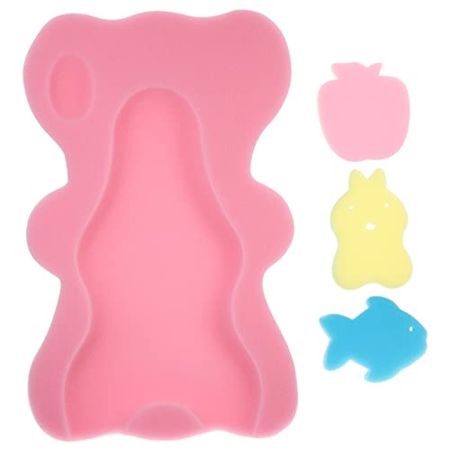 Mipcase 1 セット バススポンジパッド ベビースポンジ ベビーホルダー ベビーバスフォームパッド ベビーバスタブクッション バスチェア 新生児 Puスポンジ ピンク 風呂に入る