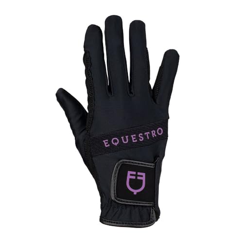 Equestro Handschuhe aus technischem Gewebe mit Logo Multicolor 8, schwarz-lila