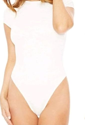 Body Feminino Manga Curta Decote Redondo Vinha Fashion Bori Blusa Gola Careca Em Suplex (Branco, G)