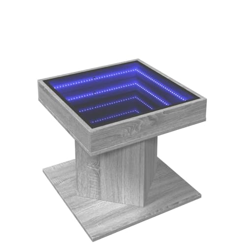 Wenjingqi Mesa de Centro y LED Madera ingeniería Gris Sonoma 50x50x45 cm, Gris 847565