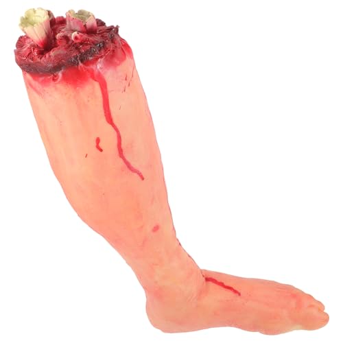 HEALEEP Halloween Broken Foot Prop Realistic Severed Leg Bone with Blood Effect Horror Party...