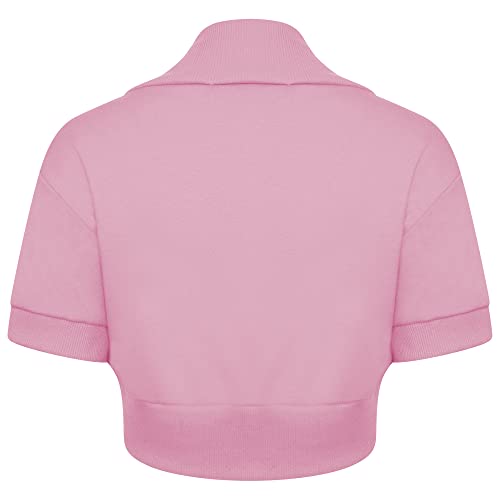 Image of Loxdonz Girl's Short Sleeve Shrug Childrens Kids Cotton Cardigan Bolero Shrug Jacket