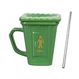FHGSPQWM Innovador vaso de cerámica con diseño de inodoro de 400 ml, con pajita de metal desmontable, ideal para café, bebidas instantáneas, taza de inodoro, diseños de cerámica