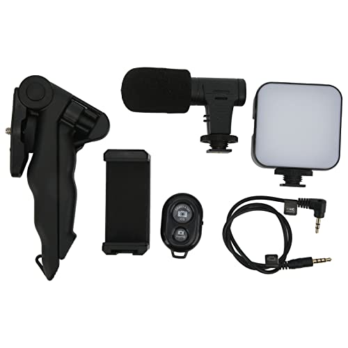 Kit de vídeo de smartphone para youtube, kit de microfone de vídeo de câmera de celular, kit de víde