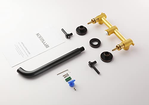 Wall Mount Tub Filler，Two Handle Bathtub Faucet, Extra Long Spout Reach With High Water Flow, Brass Rough In Valve Included, Oil Rubbed Bronze… #TOP5