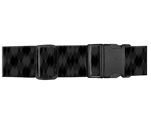 Image of Luggage Straps for Suitcases, Adjustable Travel Belt, Durable Wide Luggage Strap, Cute Suitcase Strap Identifiers with Buckle, Bag Straps for Luggage, Luxury Black Diamond Pattern