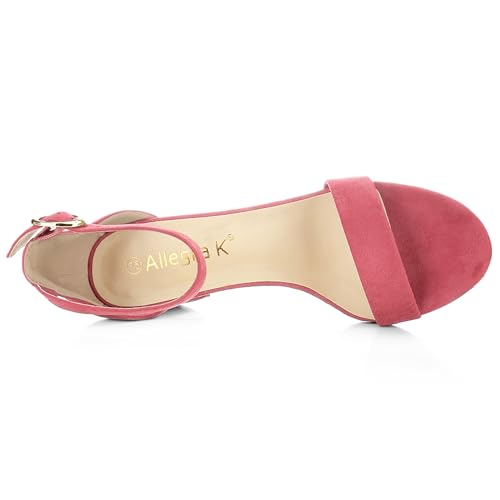 Allegra K Allegra K Women's Open Toe Block Heel Ankle Watermelon Red Strap Sandals 7 M US
