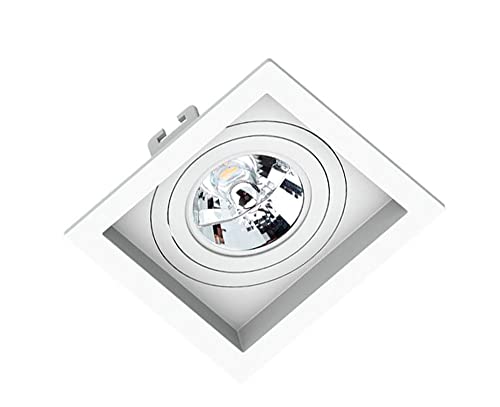 Spot de Embutir AR111 Recuado Quadrado + Lamp - Branco - Branco Quente