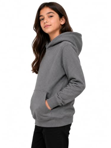 Image of Cloth Theory Girls Solid Cotton Fleece Hoodie | Soft Full Sleeve Hooded Sweatshirt with Kangaroo Pocket | Comfortable Casual Winter Wear for Girls | Stylish Everyday Pullover | 7-8 to 13-14 Years