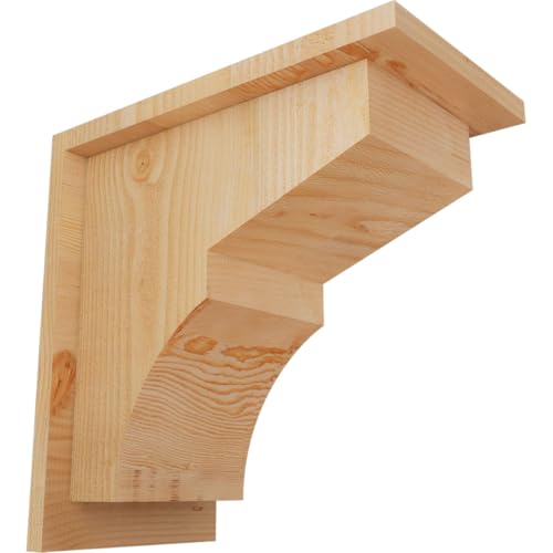 Ekena Millwork COR08X14X14MON01RDF 8"W x 14"D x 14"H Monterey Rough Sawn Corbel w/Backplate, Douglas Fir