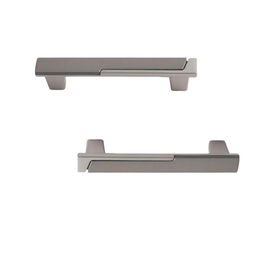 Kjdxfhfh 96Mm Matte Brushed+Gray Drawer Handles, Kitchen Knobs 2-Pack Wardrobe Cabinet Door Drawer Zinc Alloy Handle(96Mm Matte Brushed+Gray)