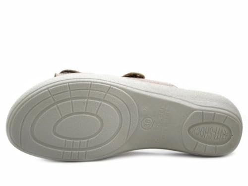 Sandales beige en cuir véritable Fly Flot T5B18 pour femme - 5