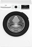 Beko - AMBMWU4841B - Lavatrice 8kg, Classe A, 1400giri, Display Touch, oblò nero, tecnologia EnergySpin, funzione a vapore, cassetto detersivo autopulente, vasca in plastica riciclata