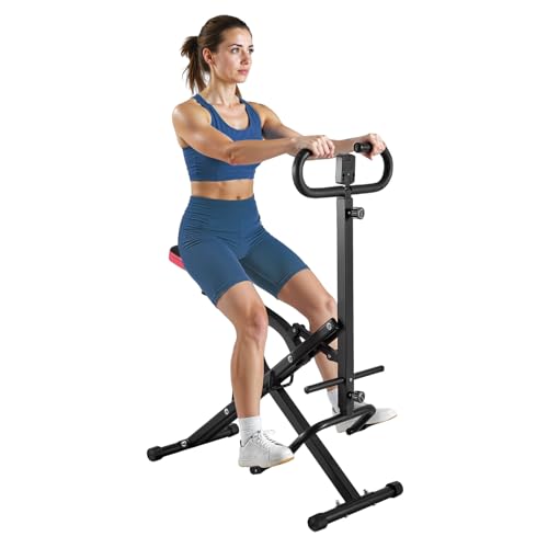 VEVOR Machine à Squats Domestique, Rameur Vertical Pliable pour Squats Profonds, Appareil d'Entraînement des Fessiers et des Jambes avec Résistance...