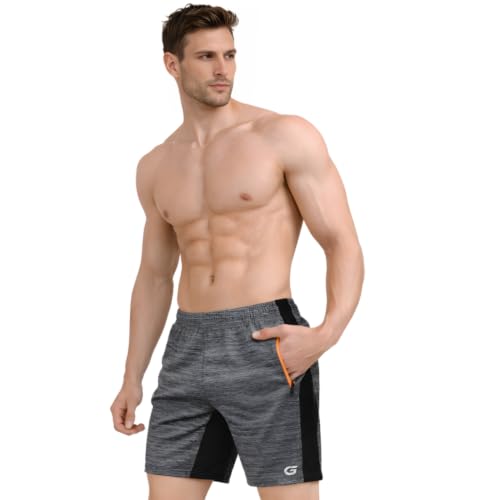 Image of GYMIFIC Men's Sports Shorts | Quick Dry Gym Running Cycling Shorts with Zipper Pocket | Lightweight Stretch Workout Athletic Activewear Shorts for Men