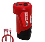 Tool Army M12 Portable Power Adapter & Power Station 48-59-1201, 49-24-2310 Compatible with Milwaukee M-12 12V Heated Jacket Battery, Red, MIL-M12