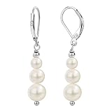 Sterling Silver Freshwater Cultured Pearl Drop Earrings Size 4-8mm Dangle Leverback Earring for Wome