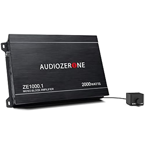 AUDIOZERONE Car Audio Amplifier ZE1000.1 2000W Monoblock Class D MOSFET Subwoofer Audio, 1-4 Ohm Stable, Low Pass Crossover, Mosfet Power Supply, Stereo