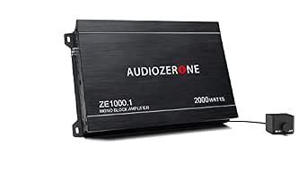 AUDIOZERONE Car Audio Amplifier ZE1000.1 2000W Monoblock Class D MOSFET Subwoofer Audio, 1-4 Ohm Stable, Low Pass Crossover, Mosfet Power Supply, Stereo