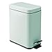 mDesign 1.3 Gallon Rectangular Slim Profile Steel Step Trash Can Wastebasket, Garbage Container Bin for Bathroom, Bedroom, Kitchen, Craft, Office - Removable Liner Bucket - Light Mint Green