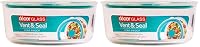 Decor Vent & Seal Glass Round Food Container, 750 ml Capacity (Pack of 2)