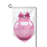 Roze kerstbal tuinvlag 30 x 45 cm dubbelzijdig kleurrijk welkom huis vlag festival werf vlag voor patio gazon thuis buiten decor