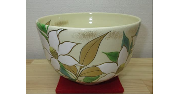 送料込【逢絢亭・新品】茶道具 茶碗 京焼 仁清写 鉄線の図 廣田嵩花 共