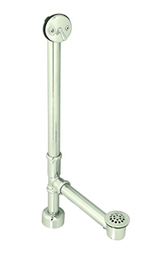 Westbrass D3241K-05 22-1/2 Inch Brass Bath Waste & Overflow Assembly With Trip Lever And Beehive Strainer Grid Drain cover
