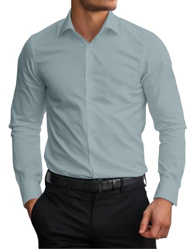 AVANOVA Men's White Long Sleeve, Slim Fit Button Down Dress Shirt...