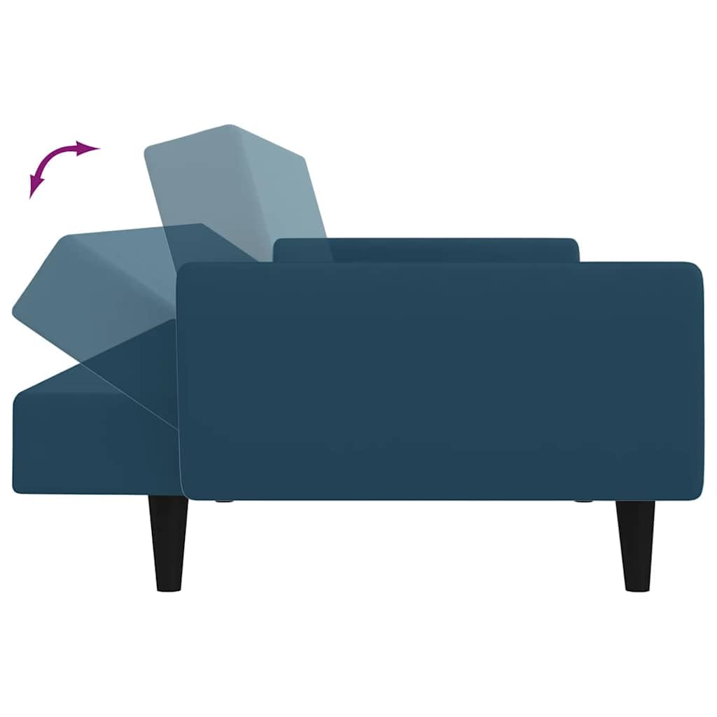 Sofá cama de 2 plazas terciopelo azul con espacio de almacenamiento y respaldo ajustable para salón, habitación de invitados y espacios pequeños, cómodo asiento con marco de madera resistente