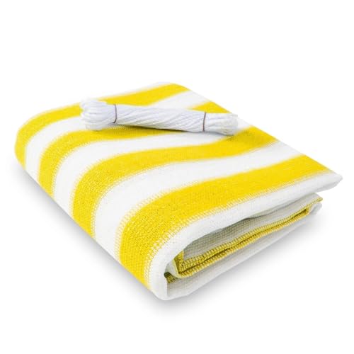 casa pura Brise Vue Balcon - Pare Vue Balcon | Brise Vue Occultant | Cache Balcon Résistant Aux Intempéries | avec Oeillets et Cordons | Jaune/Blanc - 90x500 cm