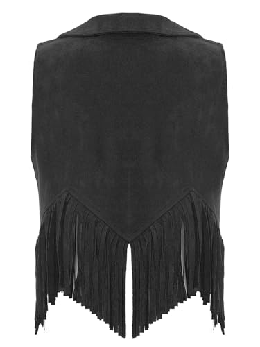 Western Cowboy Cowgirl Vest for Boys Girls Halloween Party Dress Up Suede Tassel Fringe Waistcoat2