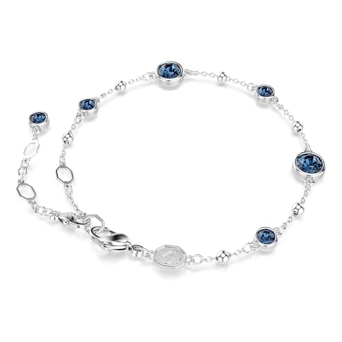 Swarovski Braccialetto Imber, Taglio Round, Blu, Placcato Rodio - 5