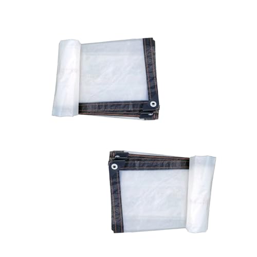 EDNEY 2 Pack Clear Heavy Duty Tarps with Grommets, 39 x 39 in, Waterproof and Tear Resistant Plastic Tarp Covers for Outdoor/Plant/Camping/Garden/Patio