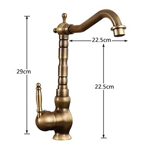 Robinet de cuisine pivotant à 360° en laiton antique monotrou - 4