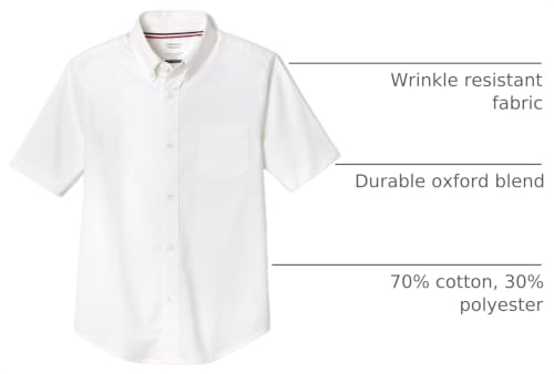 Image of French Toast Men's Oxford Button Down Shirt with Expandable Collar and Short Sleeves