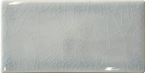 Ceramic Subway Tile — 5 sq ft Box of 40 Pieces — Blue 3 x 6 in Polished Crackle Pieces for Kitchen Bathroom Pool Sauna Walls and Backsplash
