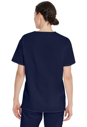 Image of Dickies EDS Signature Scrubs for Women and Scrubs for Men, Unisex One Pocket V-Neck Top in Soft Brushed Poplin 83706