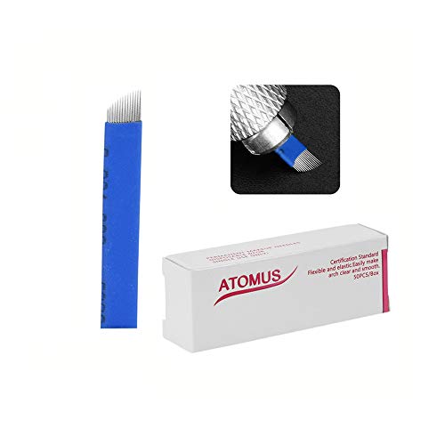 ATOMUS 50pcs Microblading Needles 14 pin Liner Needles Permanent Makeup Eyebrow Blade