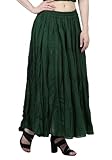 Wevez Women’s 12 Yards Green Cotton Skirt – Long Flowy Skirt for American Belly Dance, 4 Tiered Design
