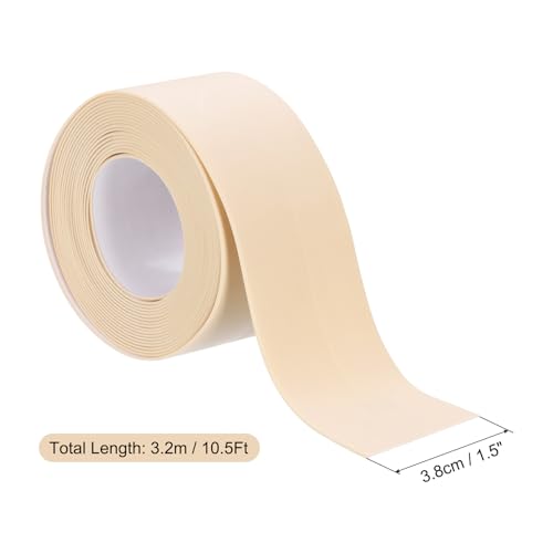 Image of Uxcell 2 Rolls Caulk Strip, 1.5 inch x 10.5Ft PVC Waterproof Self-Adhesive Sealing Tape for Kitchen Bathroom Toilet Sink Floor Corner Edge With Sealing Tool, Beige